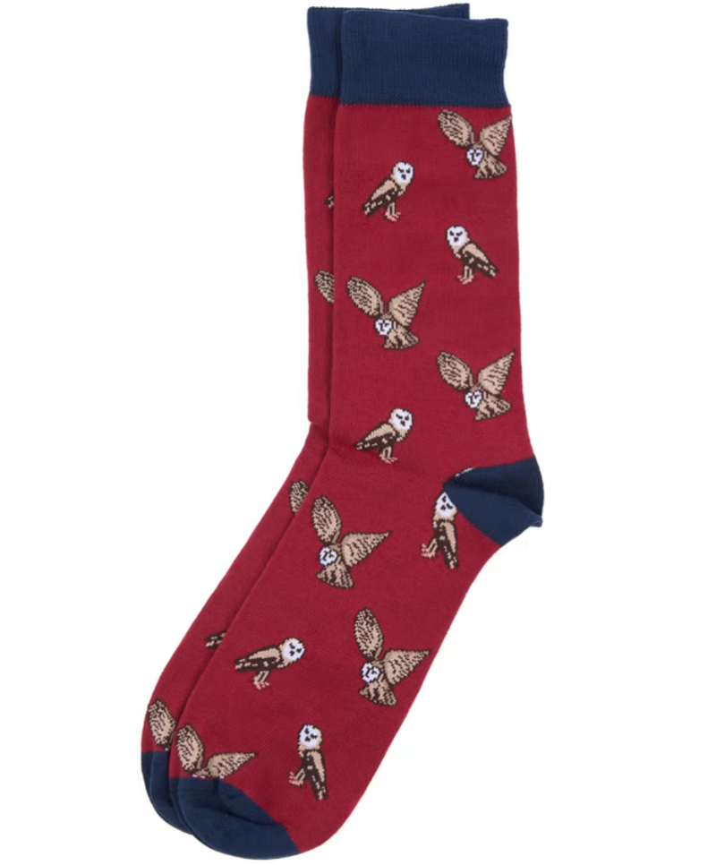 Barbour Owl Socks Cranberry Medium